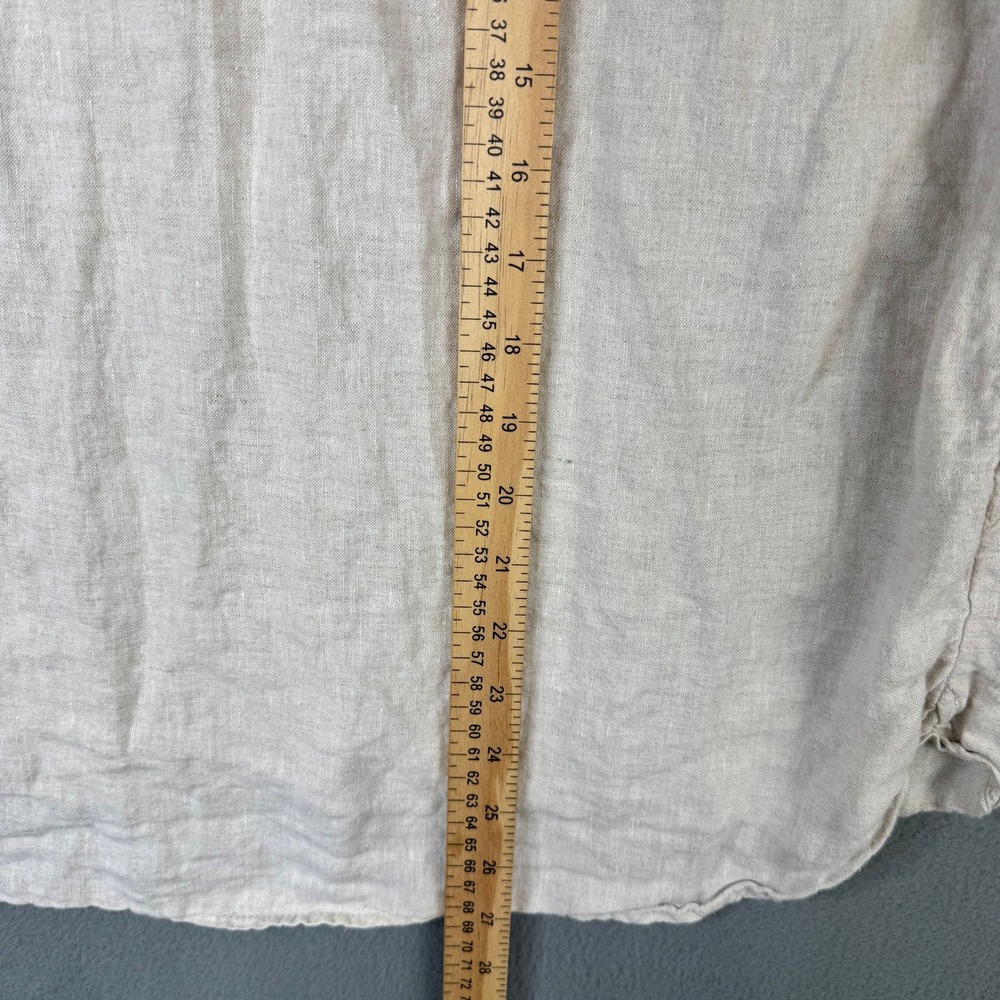 J.Crew Relaxed Short-Sleeve 100% Linen Shirt Beige AY665 Women Size M Button Up - Picture 7 of 7